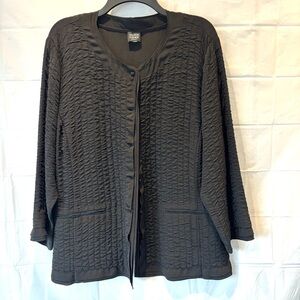 NWOT Eileen Fisher Black 100%Silk Textured Button Front Jacket SZ XL